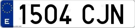 Ejemplo de matrícula española 1504 CJN