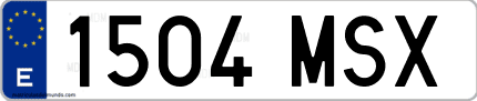 Ejemplo de matrícula de coche ordinaria 1504 MSX