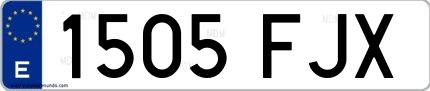 Ejemplo de matrícula española 1505 FJX