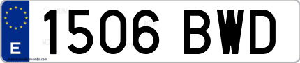 Ejemplo de matrícula de coche ordinaria 1506 BWD
