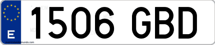 Ejemplo de matrícula de coche ordinaria 1506 GBD