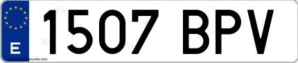 Ejemplo de matrícula española 1507 BPV