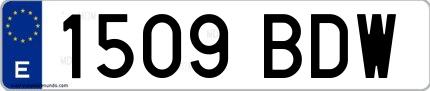 Ejemplo de matrícula española 1509 BDW