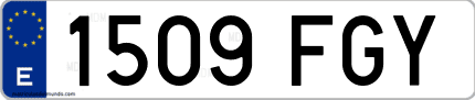 Ejemplo de matrícula de coche ordinaria 1509 FGY