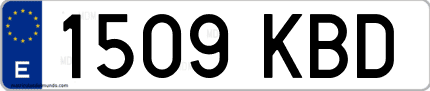 Ejemplo de matrícula de coche ordinaria 1509 KBD
