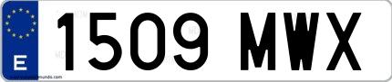 Ejemplo de matrícula española 1509 MWX
