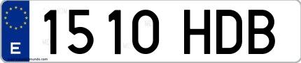 Ejemplo de matrícula española 1510 HDB