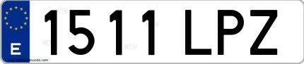 Ejemplo de matrícula española 1511 LPZ