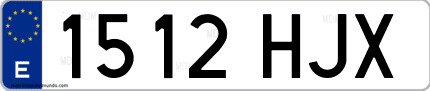 Ejemplo de matrícula de coche ordinaria 1512 HJX