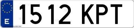 Ejemplo de matrícula española 1512 KPT
