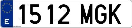 Ejemplo de matrícula española 1512 MGK