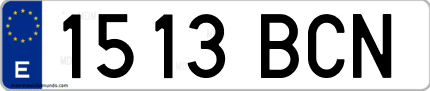 Ejemplo de matrícula de coche ordinaria 1513 BCN
