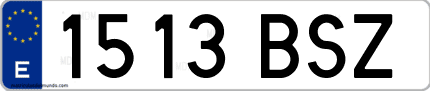 Ejemplo de matrícula de coche ordinaria 1513 BSZ