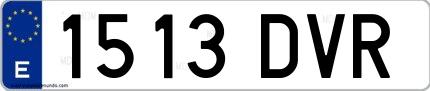 Ejemplo de matrícula española 1513 DVR