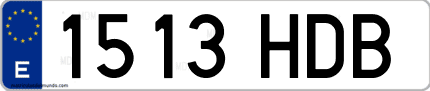 Ejemplo de matrícula de coche ordinaria 1513 HDB