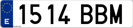 Ejemplo de matrícula de coche ordinaria 1514 BBM