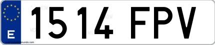 Ejemplo de matrícula española 1514 FPV