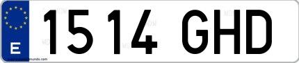 Ejemplo de matrícula española 1514 GHD