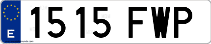 Ejemplo de matrícula de coche ordinaria 1515 FWP