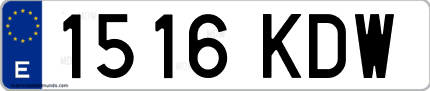 Ejemplo de matrícula de coche ordinaria 1516 KDW