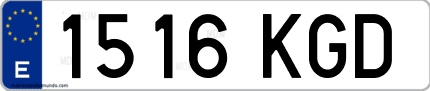 Ejemplo de matrícula de coche ordinaria 1516 KGD