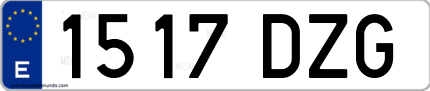 Ejemplo de matrícula de coche ordinaria 1517 DZG