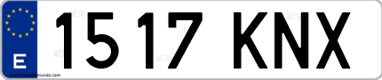 Ejemplo de matrícula de coche ordinaria 1517 KNX