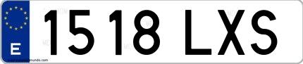 Ejemplo de matrícula española 1518 LXS