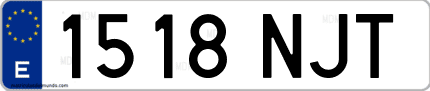 Ejemplo de matrícula de coche ordinaria 1518 NJT