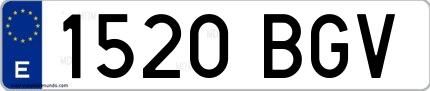 Ejemplo de matrícula española 1520 BGV