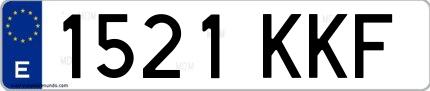 Ejemplo de matrícula española 1521 KKF