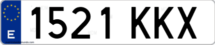 Ejemplo de matrícula de coche ordinaria 1521 KKX