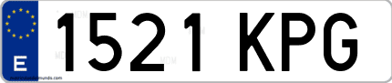 Ejemplo de matrícula de coche ordinaria 1521 KPG