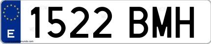 Ejemplo de matrícula española 1522 BMH