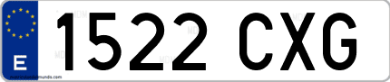 Ejemplo de matrícula de coche ordinaria 1522 CXG