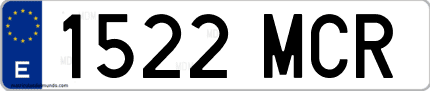 Ejemplo de matrícula de coche ordinaria 1522 MCR