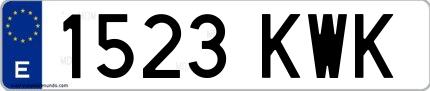 Ejemplo de matrícula española 1523 KWK