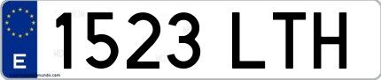 Ejemplo de matrícula española 1523 LTH