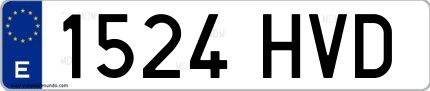 Ejemplo de matrícula española 1524 HVD