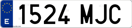 Ejemplo de matrícula de coche ordinaria 1524 MJC