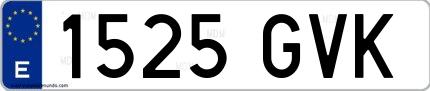 Ejemplo de matrícula española 1525 GVK