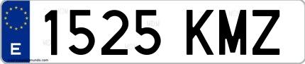 Ejemplo de matrícula española 1525 KMZ