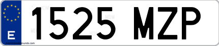 Ejemplo de matrícula de coche ordinaria 1525 MZP