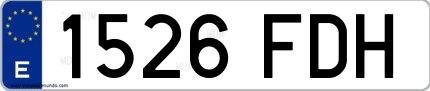 Ejemplo de matrícula española 1526 FDH