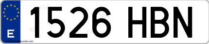 Ejemplo de matrícula de coche ordinaria 1526 HBN