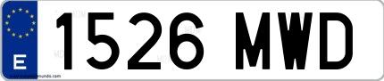 Ejemplo de matrícula española 1526 MWD