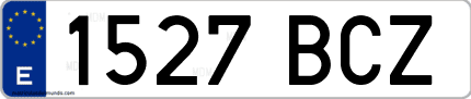 Ejemplo de matrícula de coche ordinaria 1527 BCZ