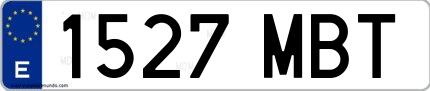 Ejemplo de matrícula española 1527 MBT