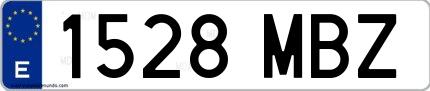 Ejemplo de matrícula española 1528 MBZ