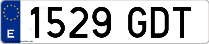 Ejemplo de matrícula de coche ordinaria 1529 GDT